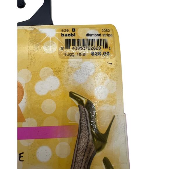 Star Power by Spanx Double Diamond Stripe Open-Weave Tight 2062 Black Size B - Picture 3 of 5